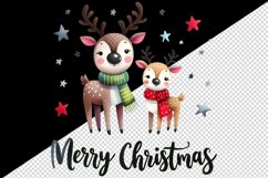 Watercolor cute reindeer colorful scarves stars Merry Christmas quote print 20 oz tumbler skinny mug wrap clipart t-shirt sublimation printable design