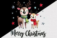 Watercolor cute reindeer colorful scarves stars Merry Christmas quote print 20 oz tumbler skinny mug wrap clipart t-shirt sublimation printable design