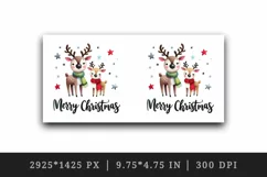 Watercolor cute reindeer colorful scarves stars Merry Christmas quote print 20 oz tumbler skinny mug wrap clipart t-shirt sublimation printable design