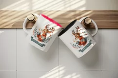 Watercolor cute reindeer cozy sweater hot cocoa word Christmas quote print 20 oz tumbler skinny mug wrap clipart t-shirt sublimation printable design