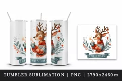 Watercolor cute reindeer cozy sweater hot cocoa word Christmas quote print 20 oz tumbler skinny mug wrap clipart t-shirt sublimation printable design