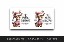 Watercolor cute reindeer cozy sweater Merry Christmas quote print 20 oz tumbler skinny mug wrap clipart t-shirt sublimation printable design