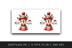 Watercolor cute reindeer cozy sweater Merry Christmas quote print 20 oz tumbler skinny mug wrap clipart t-shirt sublimation printable design
