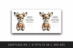 Watercolor cute reindeer cozy sweater Merry Christmas quote print 20 oz tumbler skinny mug wrap clipart t-shirt sublimation printable design