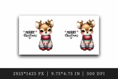 Watercolor cute reindeer cozy sweater Merry Christmas quote print 20 oz tumbler skinny mug wrap clipart t-shirt sublimation printable design