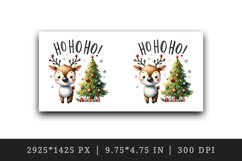 Watercolor cute reindeer decorated Christmas tree Ho Ho Ho quote print 20 oz tumbler skinny mug wrap clipart t-shirt sublimation printable design