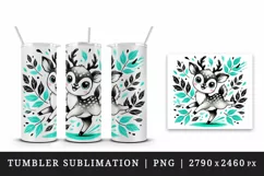 Watercolor cute reindeer deer Christmas New Year winter autumn animal print 20 oz tumbler skinny mug wrap clipart t-shirt sublimation printable design