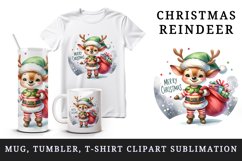 Watercolor cute reindeer elf sack of gifts Merry Christmas quote print 20 oz tumbler skinny mug wrap clipart t-shirt sublimation printable design