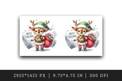Watercolor cute reindeer elf sack of gifts Merry Christmas quote print 20 oz tumbler skinny mug wrap clipart t-shirt sublimation printable design