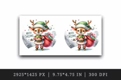 Watercolor cute reindeer elf sack of gifts Merry Christmas quote print 20 oz tumbler skinny mug wrap clipart t-shirt sublimation printable design