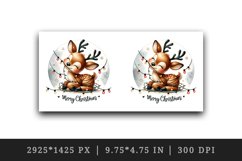 Watercolor cute reindeer entangled in lights Merry Christmas quote print 20 oz tumbler skinny mug wrap clipart t-shirt sublimation printable design