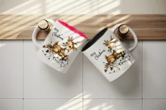 Watercolor cute reindeer entangled in lights Merry Christmas quote print 20 oz tumbler skinny mug wrap clipart t-shirt sublimation printable design