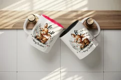 Watercolor cute reindeer entangled in lights Merry Christmas quote print 20 oz tumbler skinny mug wrap clipart t-shirt sublimation printable design