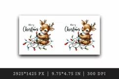 Watercolor cute reindeer entangled in lights Merry Christmas quote print 20 oz tumbler skinny mug wrap clipart t-shirt sublimation printable design