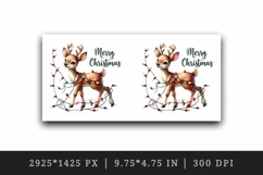 Watercolor cute reindeer entangled in lights Merry Christmas quote print 20 oz tumbler skinny mug wrap clipart t-shirt sublimation printable design