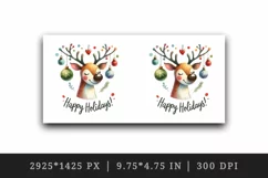 Watercolor cute reindeer festive ornament antler Happy Holidays quote print 20 oz tumbler skinny mug wrap clipart t-shirt sublimation printable design