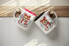 Watercolor cute reindeer gift box snowflakes Merry Christmas quote print 20 oz tumbler skinny mug wrap clipart t-shirt sublimation printable design