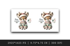 Watercolor cute reindeer hat cozy sweater Merry Christmas quote print 20 oz tumbler skinny mug wrap clipart t-shirt sublimation printable design