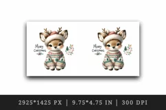 Watercolor cute reindeer hat cozy sweater Merry Christmas quote print 20 oz tumbler skinny mug wrap clipart t-shirt sublimation printable design
