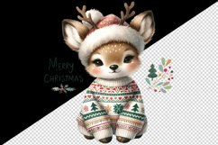 Watercolor cute reindeer hat cozy sweater Merry Christmas quote print 20 oz tumbler skinny mug wrap clipart t-shirt sublimation printable design