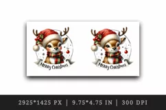 Watercolor cute reindeer hat scarf Merry Christmas greeting quote print 20 oz tumbler skinny mug wrap clipart t-shirt sublimation printable design
