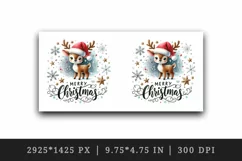 Watercolor cute reindeer hat scarf Merry Christmas quote print 20 oz tumbler skinny mug wrap clipart t-shirt sublimation printable design