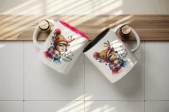 Watercolor cute reindeer hat scarf Merry Christmas quote print 20 oz tumbler skinny mug wrap clipart t-shirt sublimation printable design