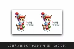 Watercolor cute reindeer hat scarf Merry Christmas quote print 20 oz tumbler skinny mug wrap clipart t-shirt sublimation printable design
