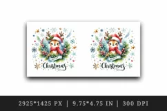 Watercolor cute reindeer hat scarf Merry Christmas quote print 20 oz tumbler skinny mug wrap clipart t-shirt sublimation printable design