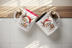 Watercolor cute reindeer hat scarf snowflakes Merry Christmas quote print 20 oz tumbler skinny mug wrap clipart t-shirt sublimation printable design