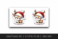 Watercolor cute reindeer hat scarf snowflakes Merry Christmas quote print 20 oz tumbler skinny mug wrap clipart t-shirt sublimation printable design