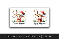 Watercolor cute reindeer hat scarf stars Merry Christmas quote print 20 oz tumbler skinny mug wrap clipart t-shirt sublimation printable design