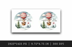 Watercolor cute reindeer hot air balloon Merry Christmas quote print 20 oz tumbler skinny mug wrap clipart t-shirt sublimation printable design