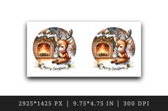 Watercolor cute reindeer hot cocoa fireplace Merry Christmas quote print 20 oz tumbler skinny mug wrap clipart t-shirt sublimation printable design