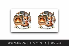 Watercolor cute reindeer hot cocoa fireplace Merry Christmas quote print 20 oz tumbler skinny mug wrap clipart t-shirt sublimation printable design