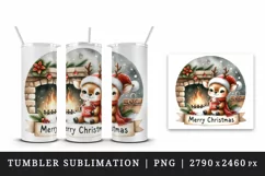 Watercolor cute reindeer hot cocoa fireplace Merry Christmas quote print 20 oz tumbler skinny mug wrap clipart t-shirt sublimation printable design