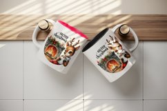 Watercolor cute reindeer hot cocoa fireplace Merry Christmas quote print 20 oz tumbler skinny mug wrap clipart t-shirt sublimation printable design