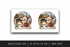 Watercolor cute reindeer hot cocoa fireplace Merry Christmas quote print 20 oz tumbler skinny mug wrap clipart t-shirt sublimation printable design