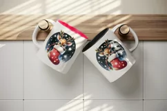 Watercolor cute reindeer in Christmas stocking twinkling stars print 20 oz tumbler skinny mug wrap clipart t-shirt sublimation printable design