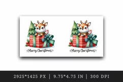 Watercolor cute reindeer inside gift box Merry Christmas quote round print 20 oz tumbler skinny mug wrap clipart t-shirt sublimation printable design
