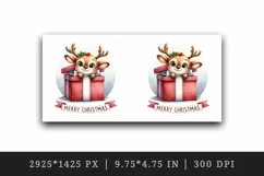 Watercolor cute reindeer inside gift box present Merry Christmas quote print 20oz tumbler skinny mug wrap clipart t-shirt sublimation printable design