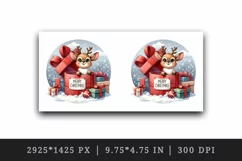 Watercolor cute reindeer inside gift box present Merry Christmas quote print 20oz tumbler skinny mug wrap clipart t-shirt sublimation printable design
