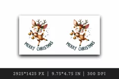 Watercolor cute reindeer jingle bell dancing Merry Christmas quote print 20 oz tumbler skinny mug wrap clipart t-shirt sublimation printable design