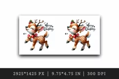 Watercolor cute reindeer jingle bell earrings dancing Merry Christmas quote print tumbler skinny mug wrap clipart t-shirt sublimation printable design