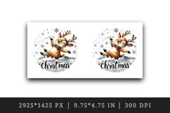 Watercolor cute reindeer joyful smile snowflakes Merry Christmas quote print 20oz tumbler skinny mug wrap clipart t-shirt sublimation printable design