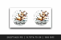 Watercolor cute reindeer joyful smile snowflakes Merry Christmas quote print 20oz tumbler skinny mug wrap clipart t-shirt sublimation printable design