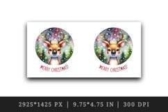 Watercolor cute reindeer lights baubles round Merry Christmas quote print 20 oz tumbler skinny mug wrap clipart t-shirt sublimation printable design