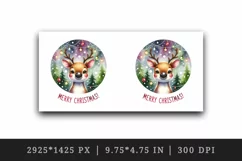 Watercolor cute reindeer lights baubles round Merry Christmas quote print 20 oz tumbler skinny mug wrap clipart t-shirt sublimation printable design