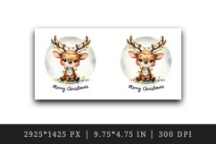 Watercolor cute reindeer lights in antlers Merry Christmas quote print 20 oz tumbler skinny mug wrap clipart t-shirt sublimation printable design