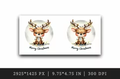 Watercolor cute reindeer lights in antlers Merry Christmas quote print 20 oz tumbler skinny mug wrap clipart t-shirt sublimation printable design